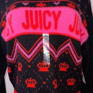 Juicy Couture Women's Black and Pink Sweater